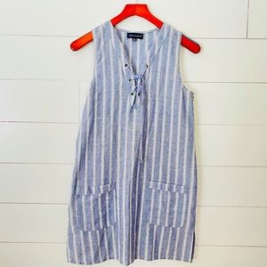 Blue striped linen dress
